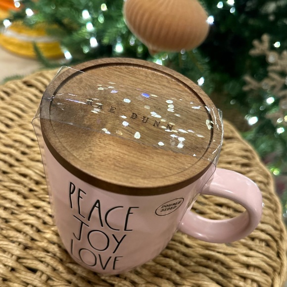 Rae Dunn peace Joy Love pink mug cover lid new - Picture 3 of 5